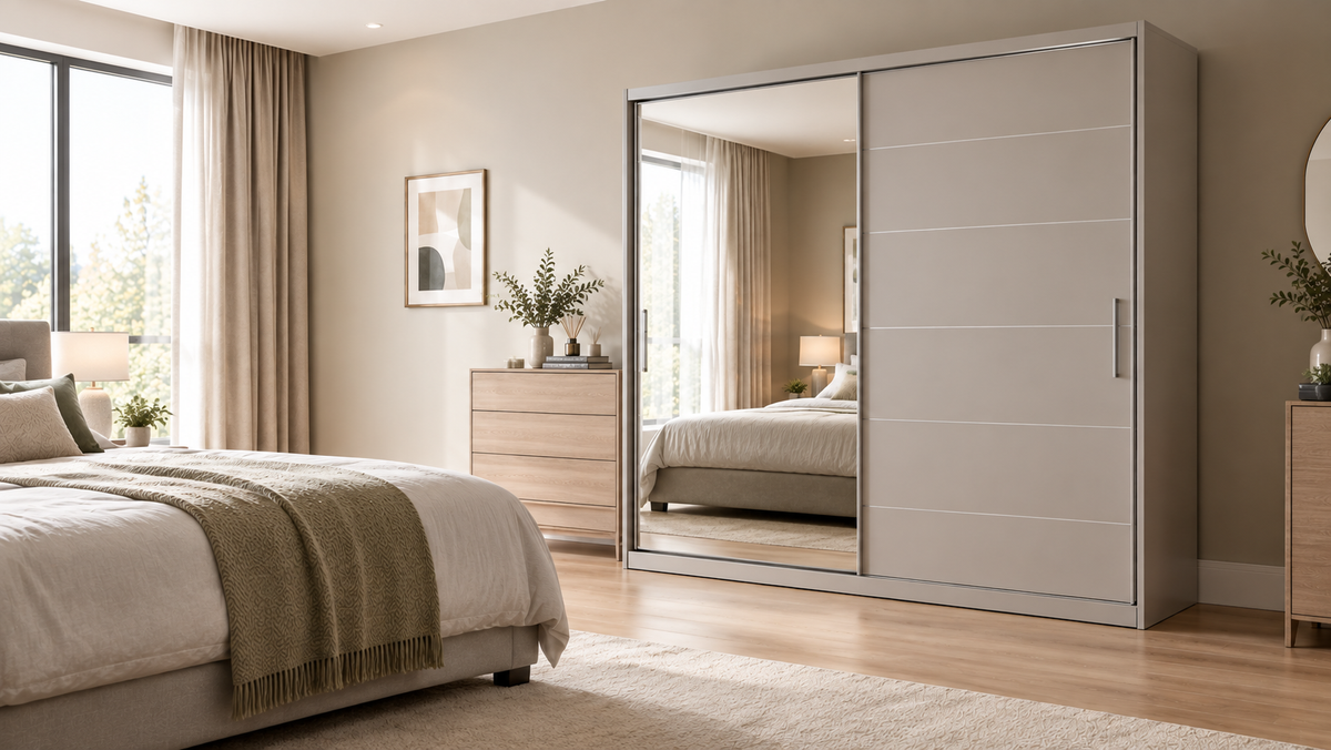 Lyon 203cm Wardrobe: The Spacious Sliding Storage Solution for Modern Bedrooms