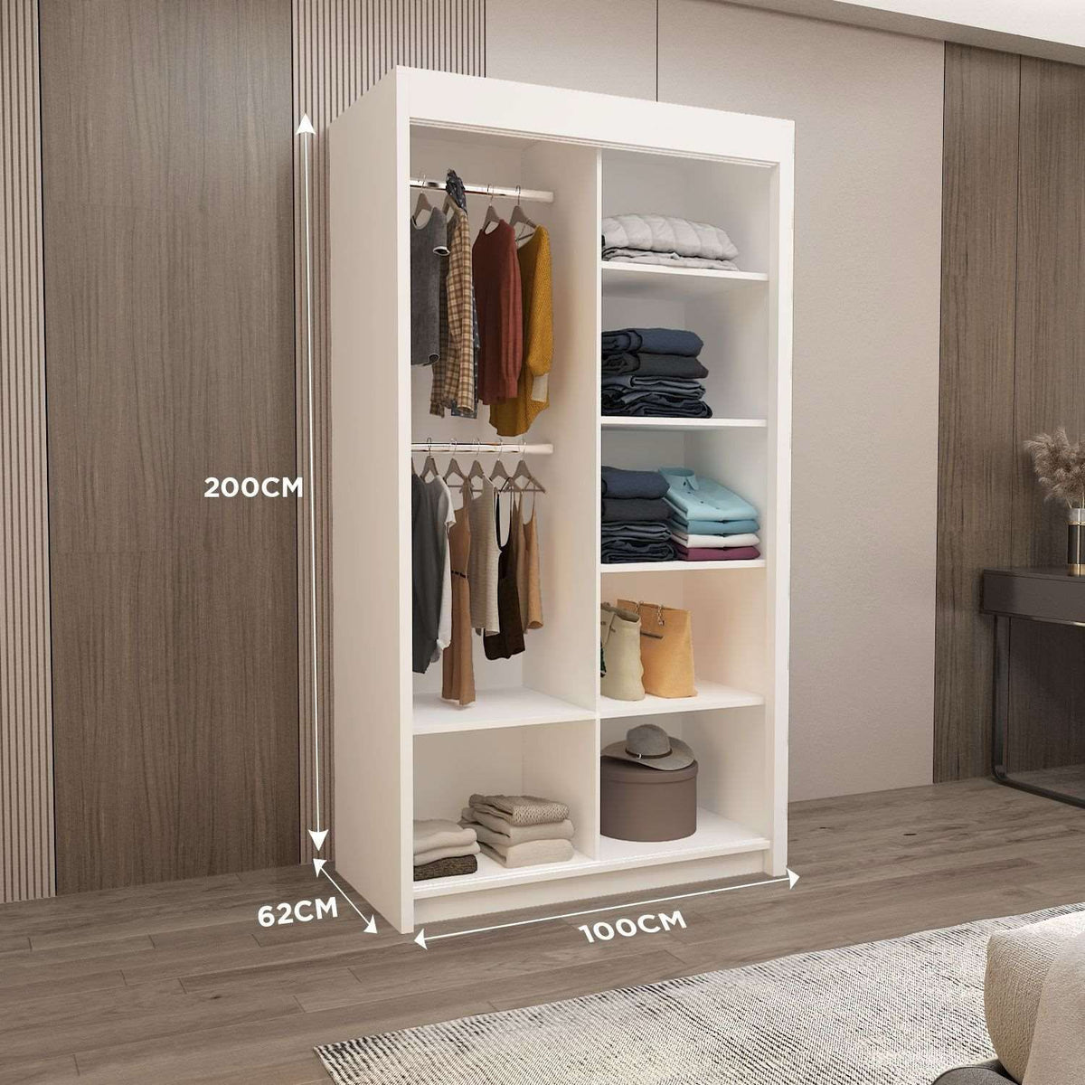 Lyon Wardrobe 120cm – Freestanding Modern Storage Unit for Small Rooms