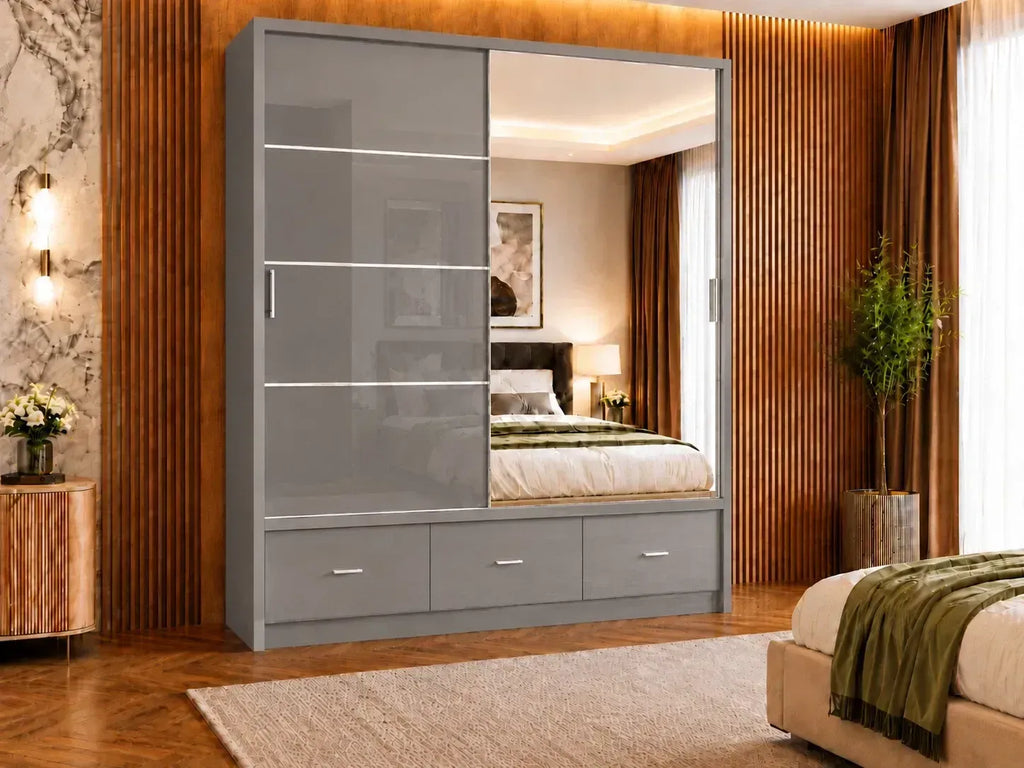 Flavia 2-Door High Gloss Sliding Wardrobe 203 cm - product image