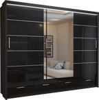 Flavia 3-Door High-Gloss Sliding Wardrobe - 250 cm - product image 1