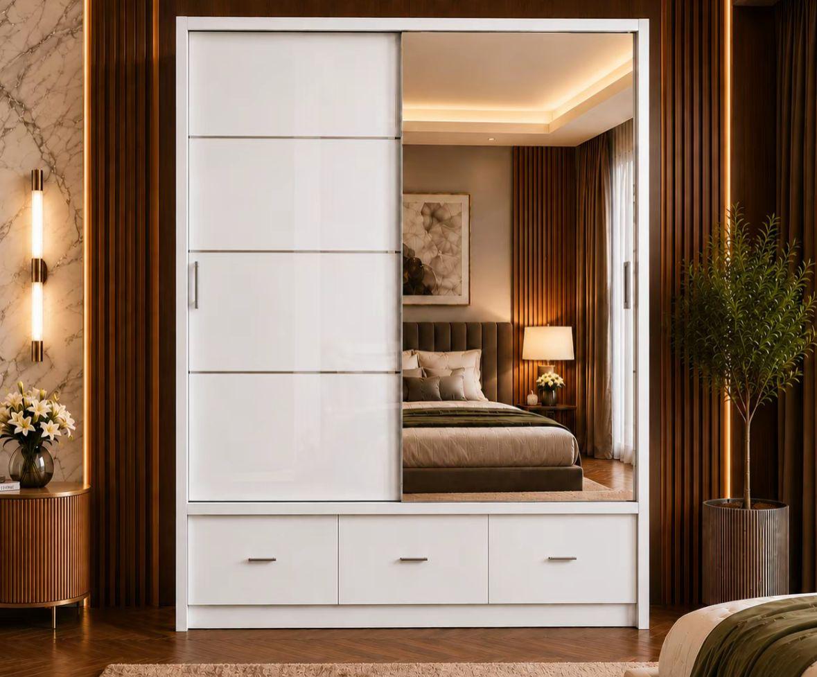 Flavia 2-Door High Gloss Sliding Wardrobe 203 cm - product image 1