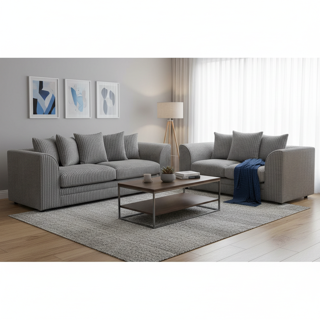 Manny Jumbo Cord 3+2 Seater Sofa Set | Optional Footstool Available