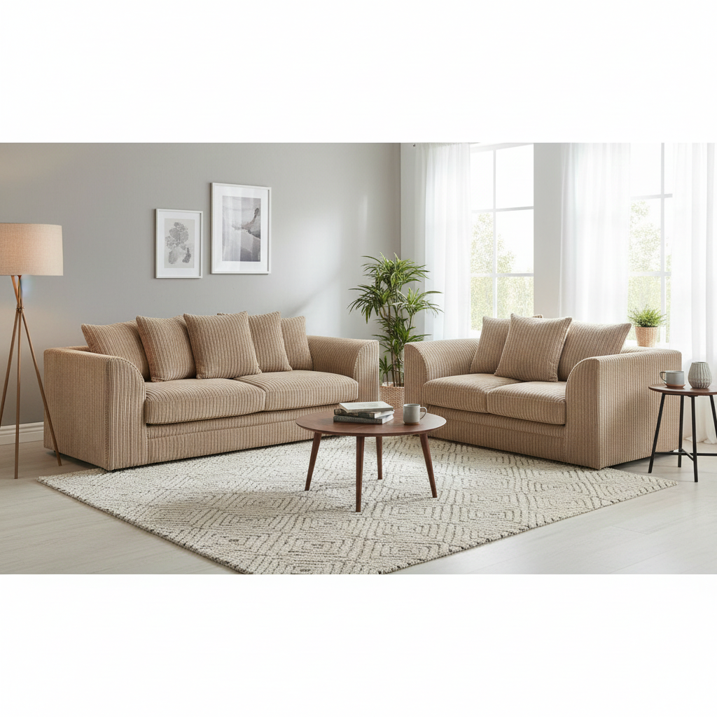 Manny Jumbo Cord 3+2 Seater Sofa Set | Optional Footstool Available