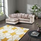 Crushed Velvet 4 Seater Corner Sofa- Left Hand Corner