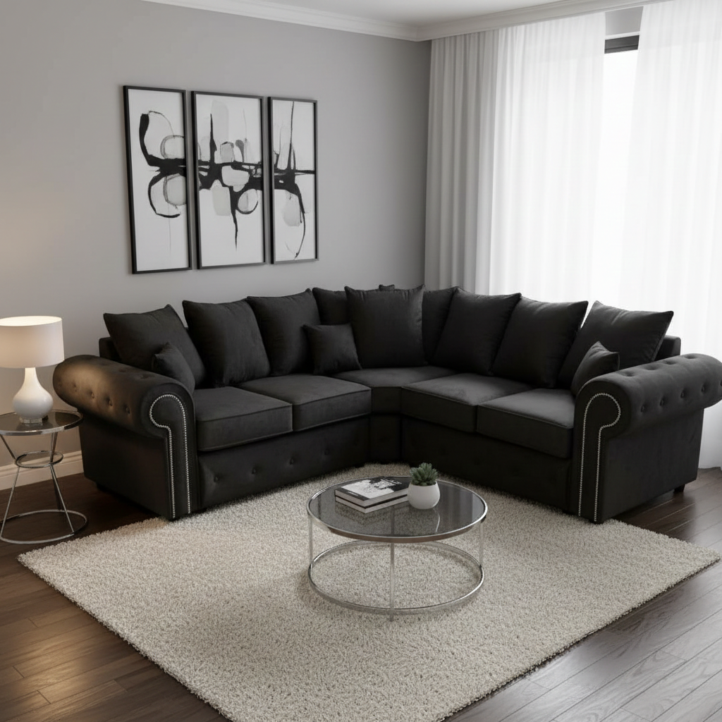 Plush Velvet Ashwin Corner Sofa