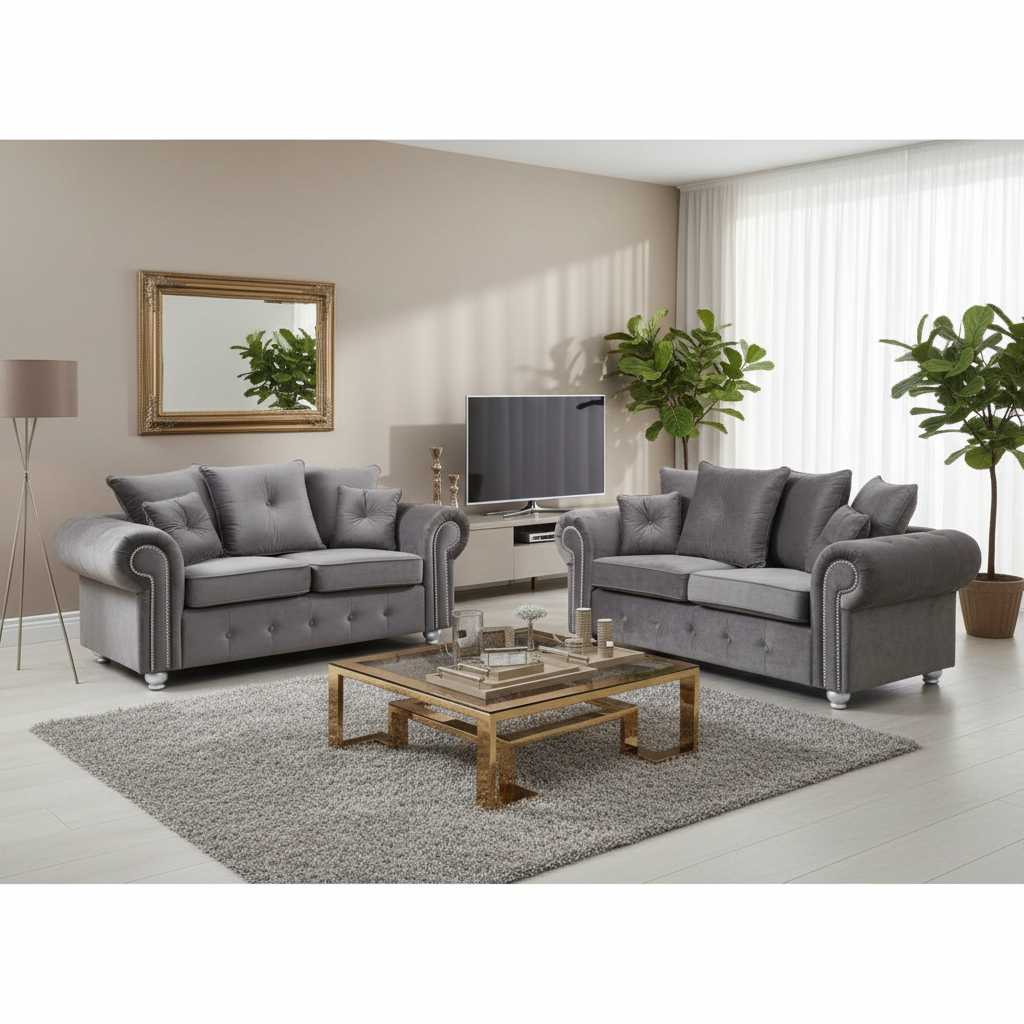 Plush Velvet 3+2 Seater Sofa Set