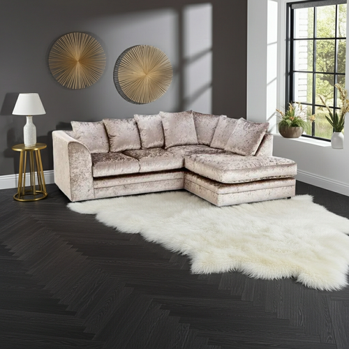 Crushed Velvet 4 Seater Corner Sofa- Right Hand Corner