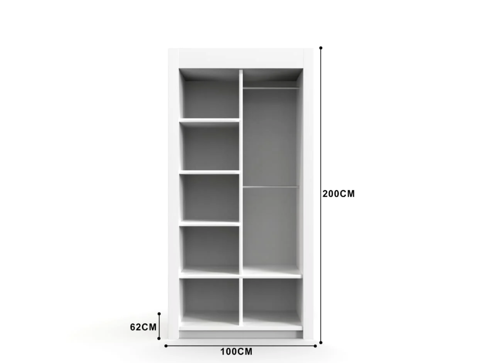 Milan 2 Door Wardrobe 100cm Wide – Perfect Bedroom Closet Organizer