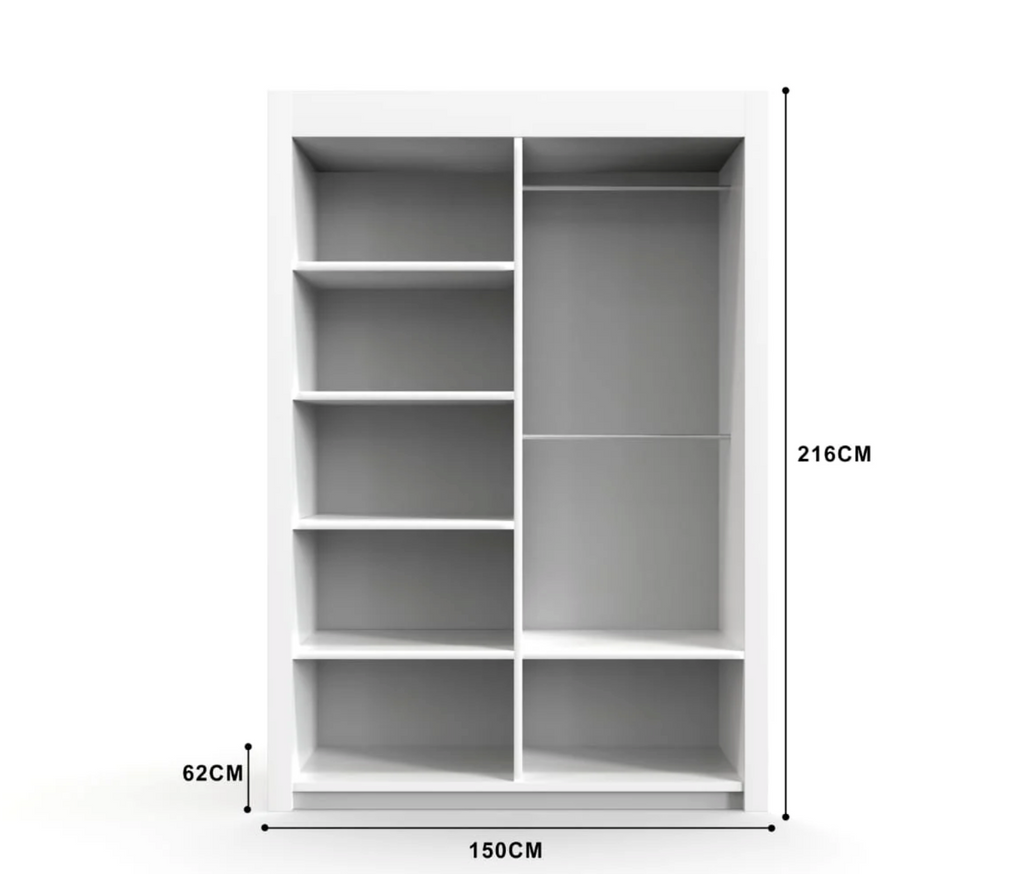 Oslo 150cm Wardrobe – Compact Freestanding Closet with Mirror Option