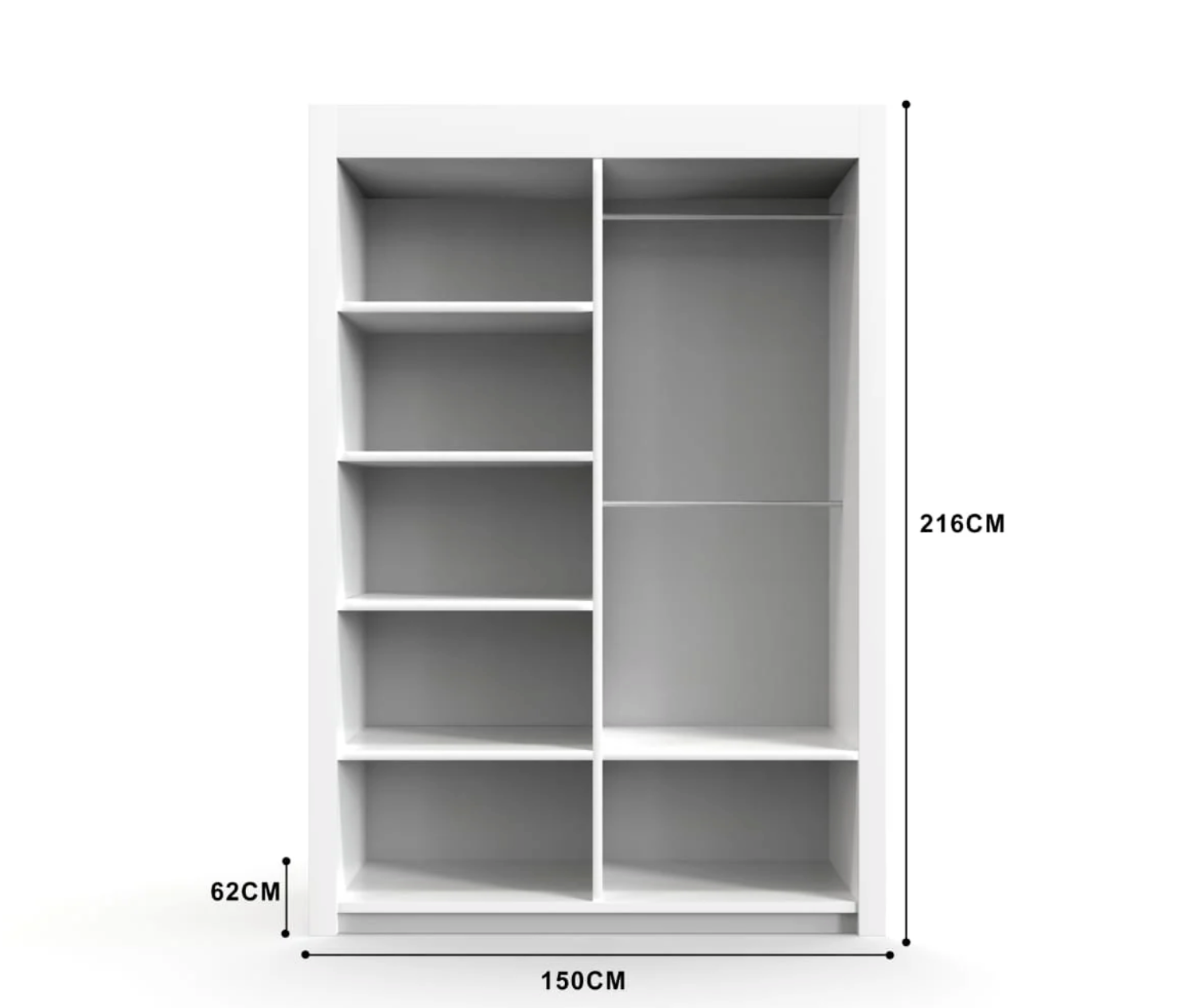 Oslo 150cm Wardrobe – Compact Freestanding Closet with Mirror Option