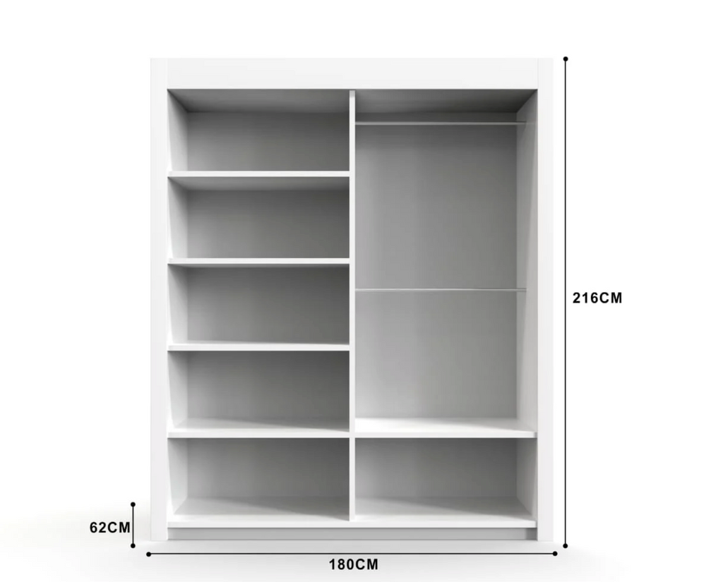 Oslo 2 Door Sliding Wardrobe 180cm – Spacious Bedroom Organizer