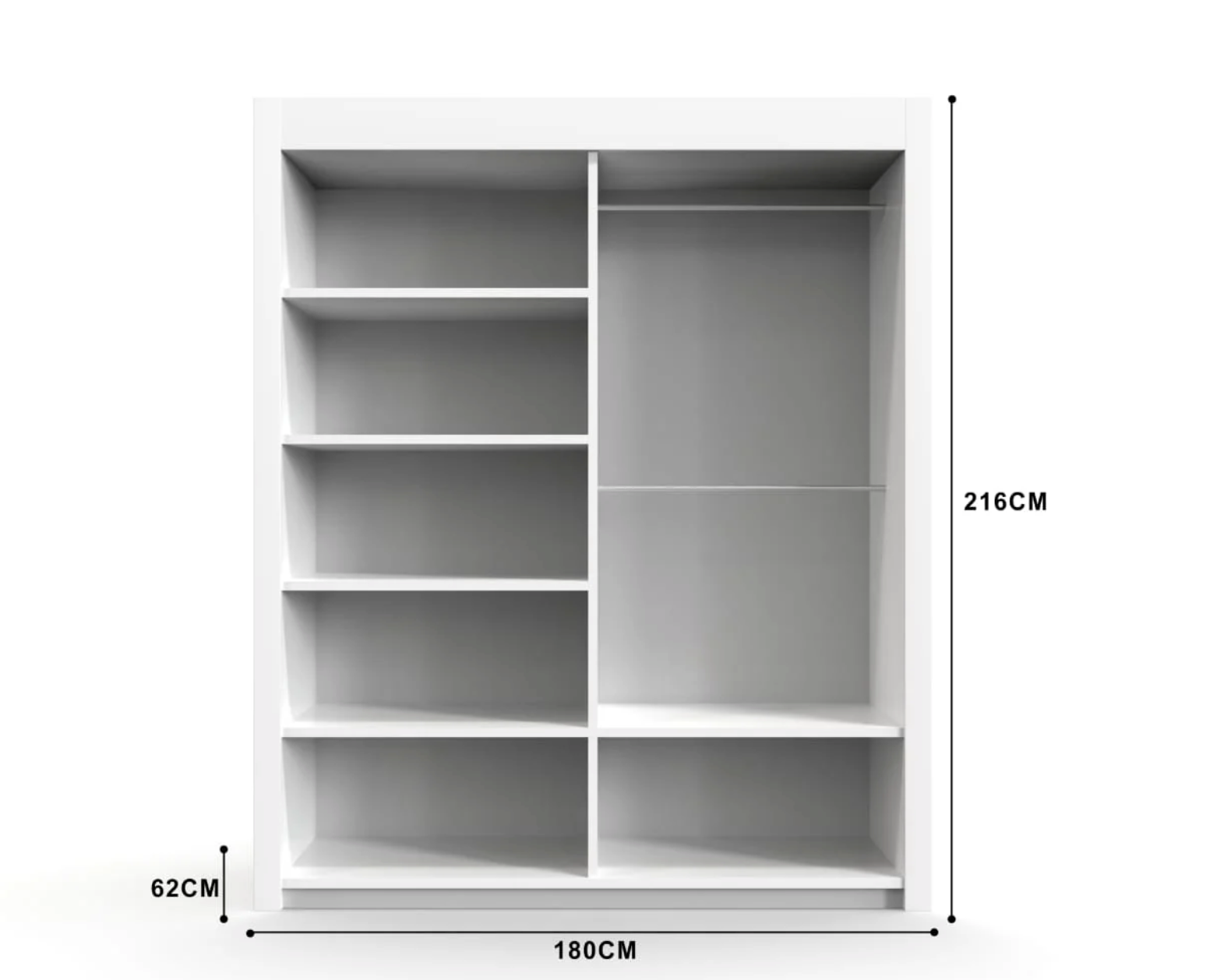 Oslo 2 Door Sliding Wardrobe 180cm – Spacious Bedroom Organizer