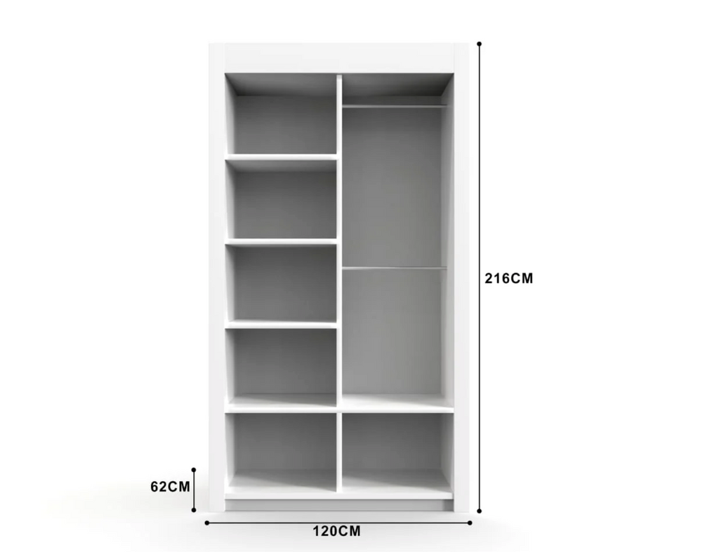 Spacious Milan 2 Door Wardrobe 120cm – Compact, Stylish, and Functional