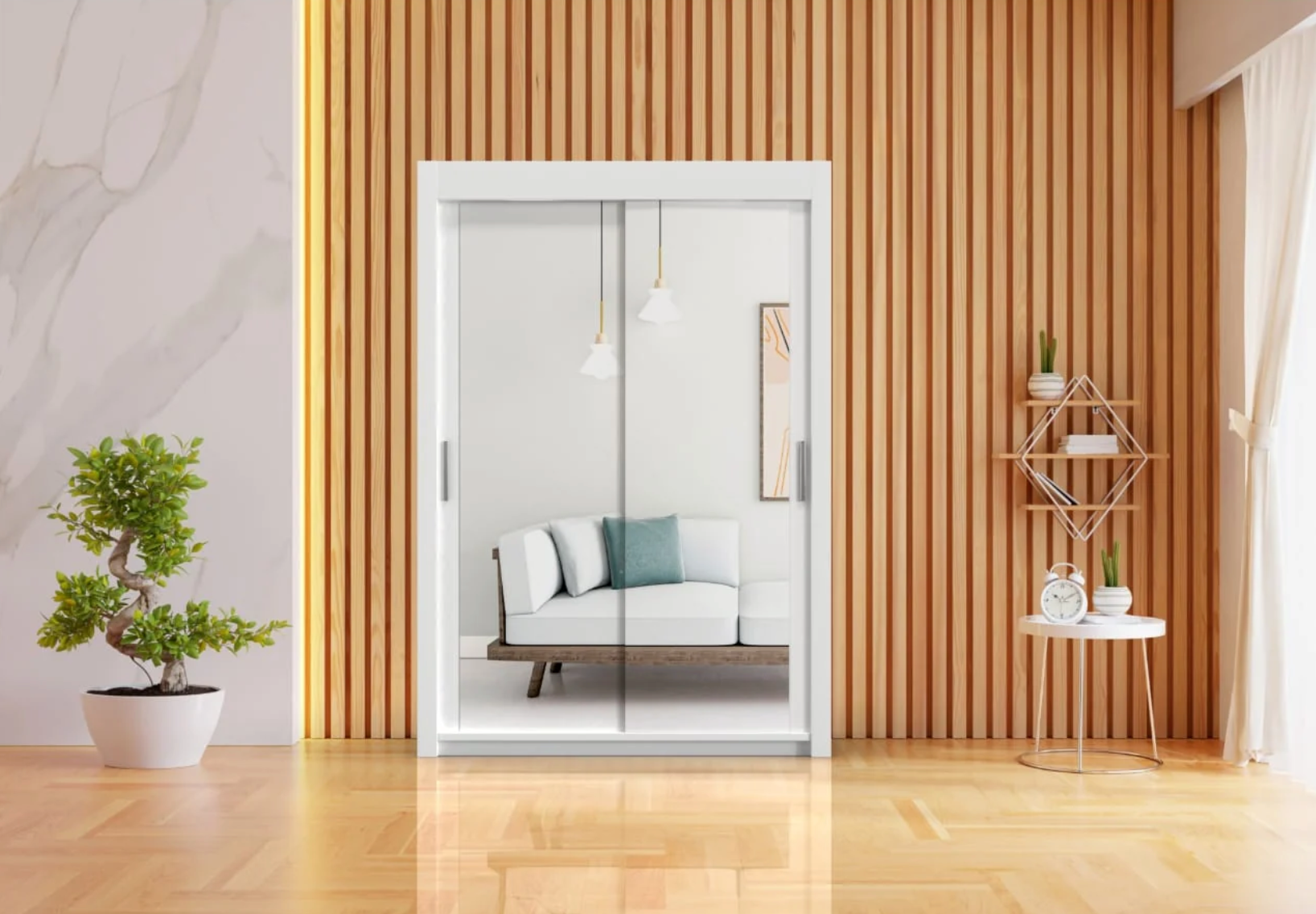 Contemporary Milan Wardrobe – 2 Door 150cm Wide Clothes Storage