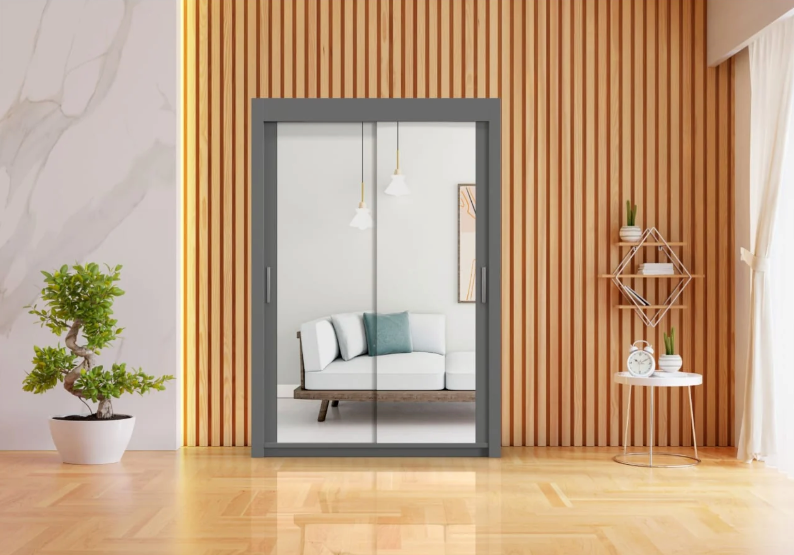 Contemporary Milan Wardrobe – 2 Door 150cm Wide Clothes Storage