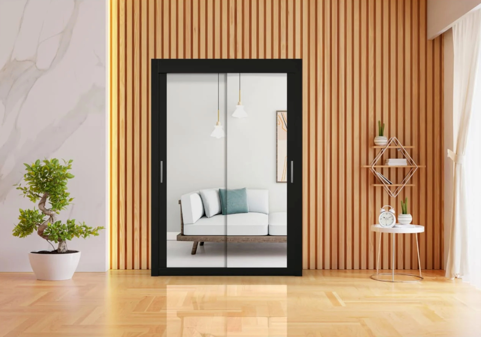 Contemporary Milan Wardrobe – 2 Door 150cm Wide Clothes Storage