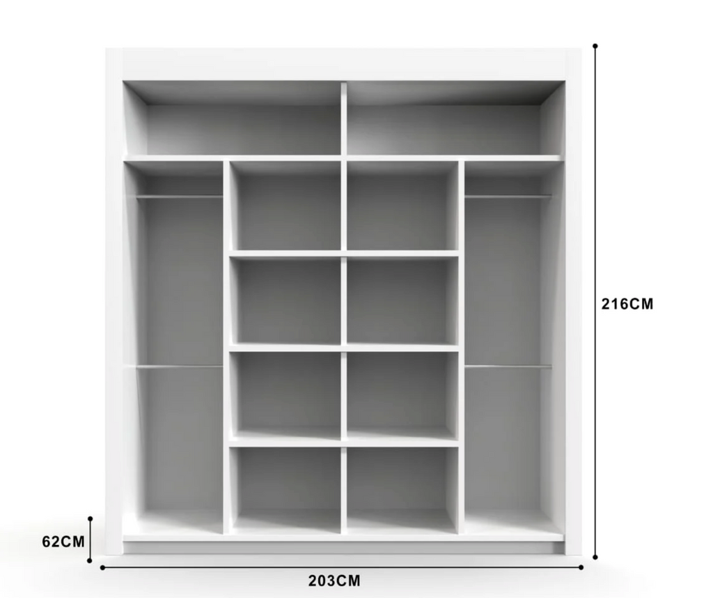 Oslo Sliding Wardrobe 203cm – Elegant Storage Solution for Large Rooms