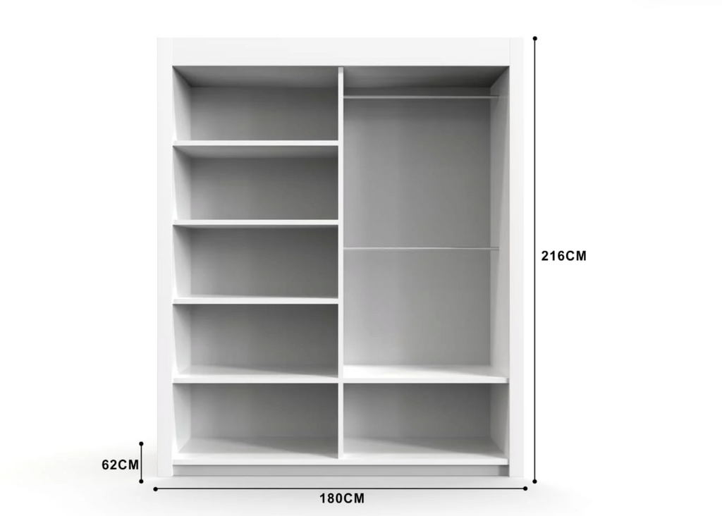 Modern Milan 180cm Wardrobe – Slim Fit Bedroom Furniture
