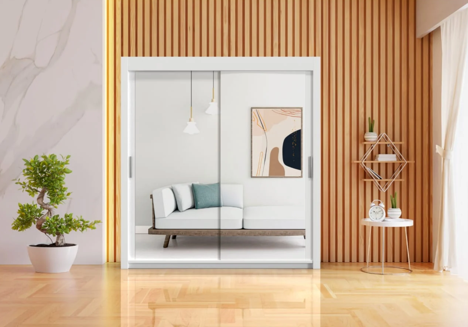 Modern Milan 203cm Wardrobe – Slim Fit Bedroom Furniture