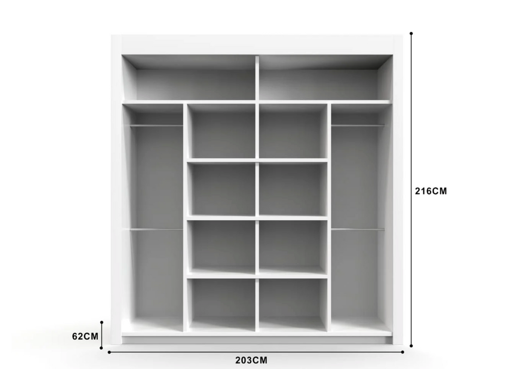 Modern Milan 203cm Wardrobe – Slim Fit Bedroom Furniture