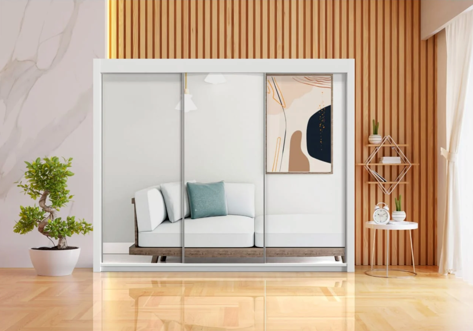250cm Milan Wardrobe – Stylish Storage with Shelves & Rail