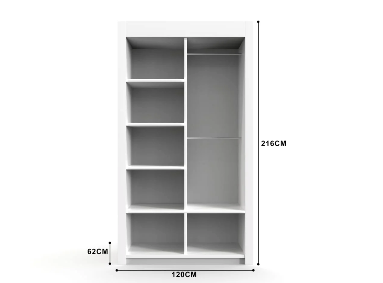 Lyon Wardrobe 120cm – Freestanding Modern Storage Unit for Small Rooms