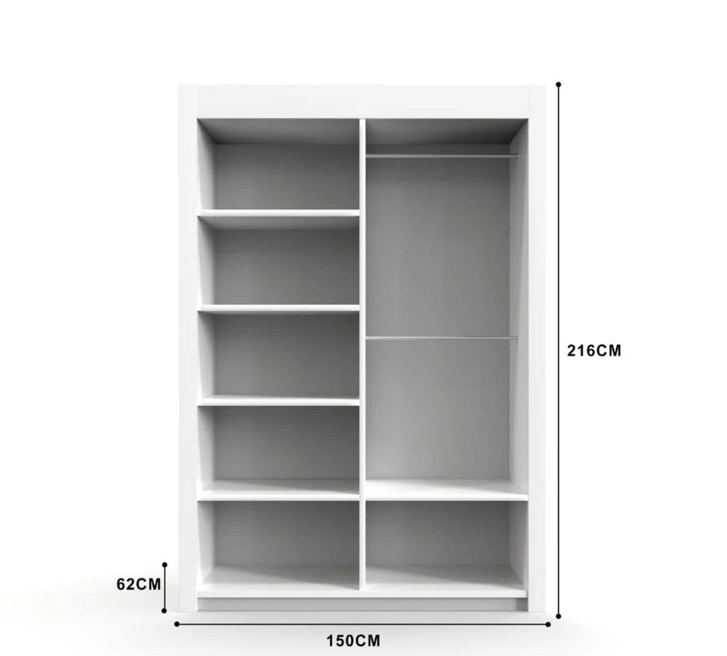 Lyon 150cm Wardrobe with Shelves – Stylish 2 Door Bedroom Furniture