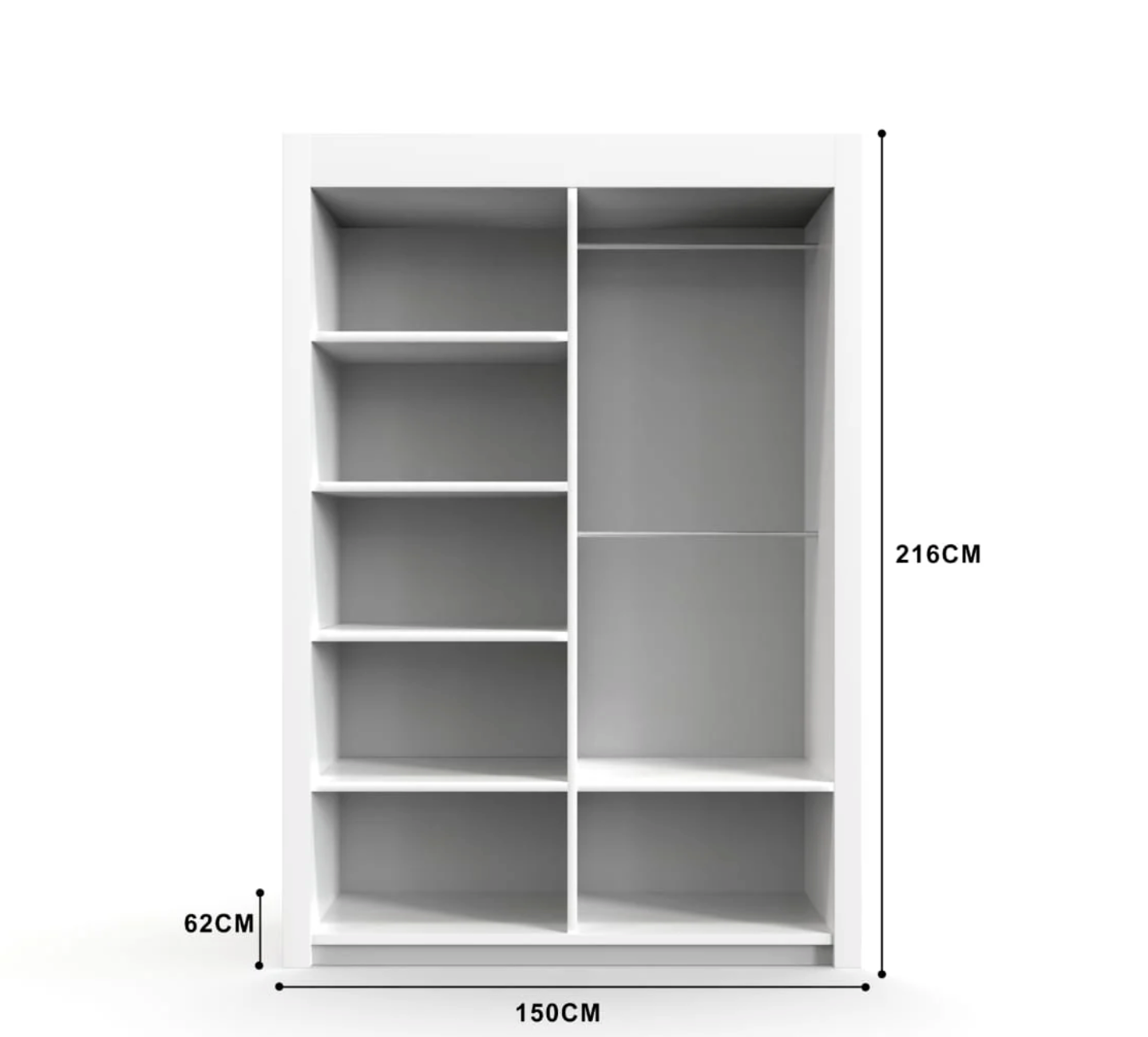 Lyon 150cm Wardrobe with Shelves – Stylish 2 Door Bedroom Furniture