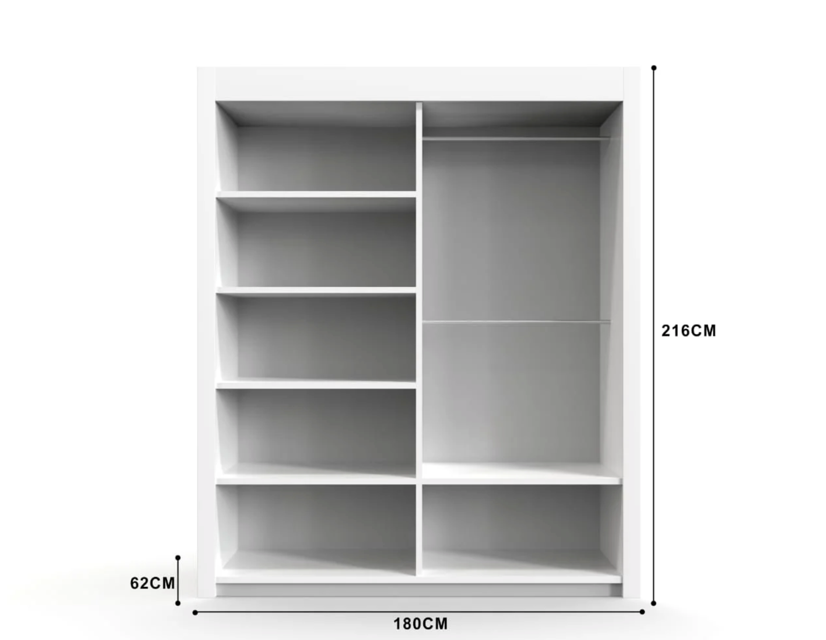 Lyon 180cm Wardrobe – Elegant Design with Mirror & Shelf Options