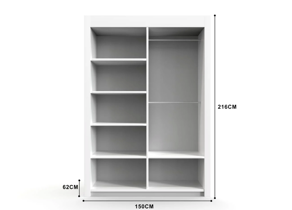 Venice Wardrobe 150cm – Compact Freestanding Closet with Hanging Space