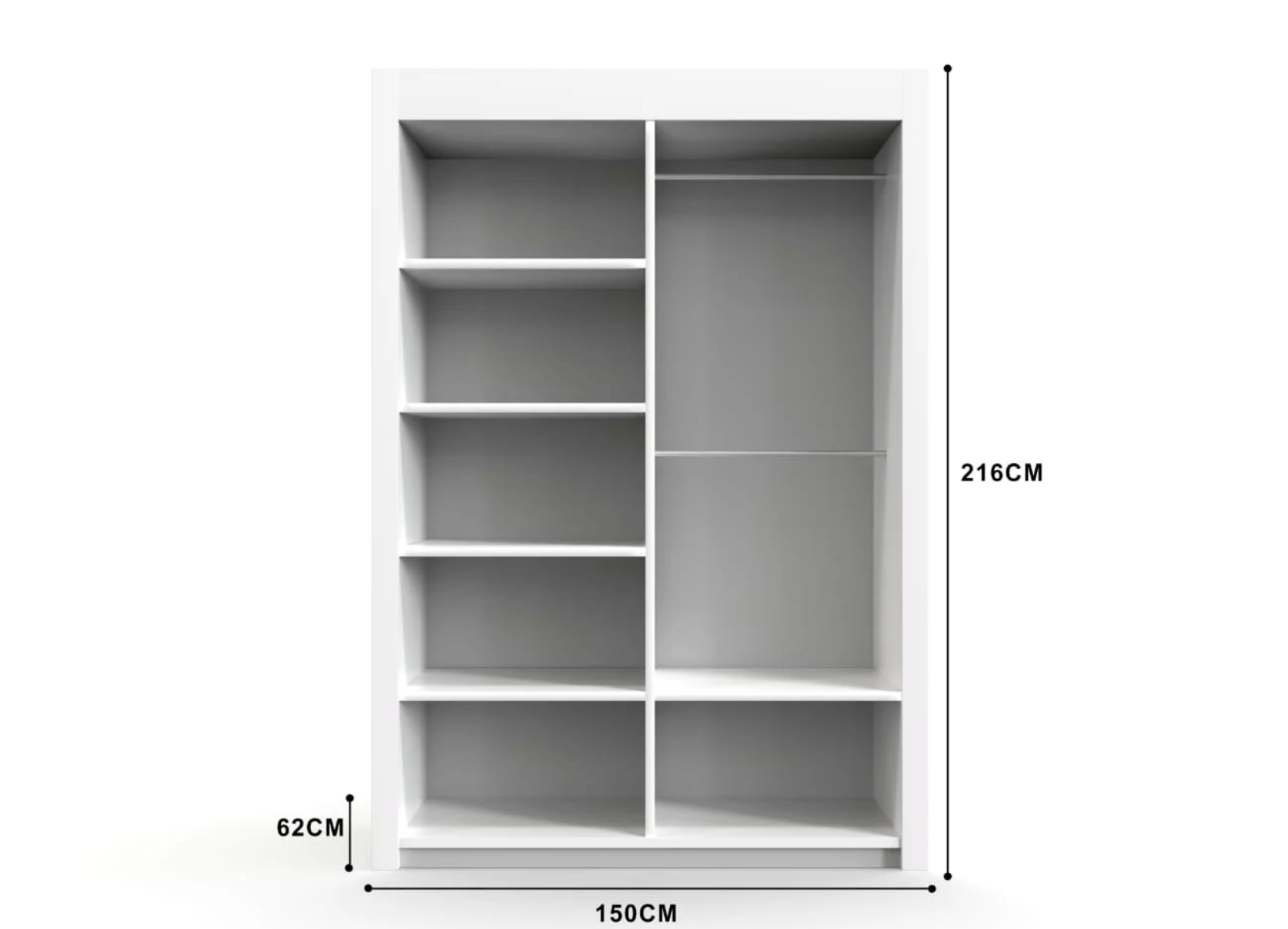 Venice Wardrobe 150cm – Compact Freestanding Closet with Hanging Space