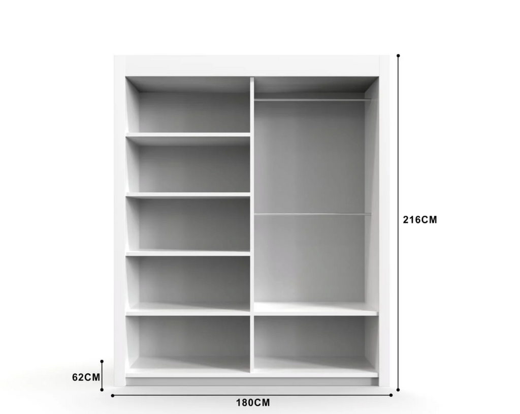 Venice 180cm Freestanding Wardrobe – Sleek Sliding Door Cupboard