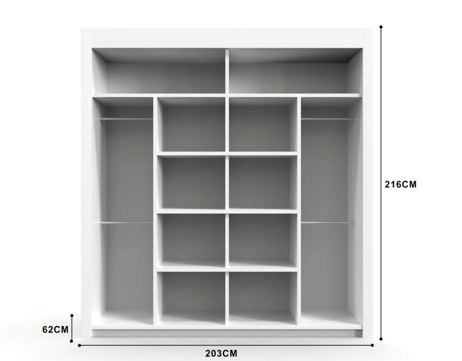 Venice Sliding Wardrobe 203cm – Luxury Closet with Mirror & Shelves