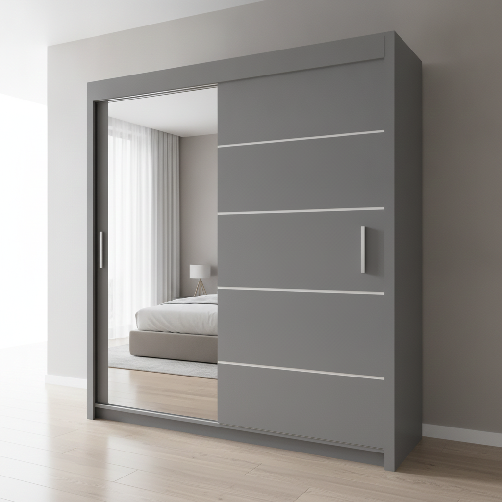Lyon Wardrobe 203cm – Large Sliding Door Cupboard for Bedroom Storage