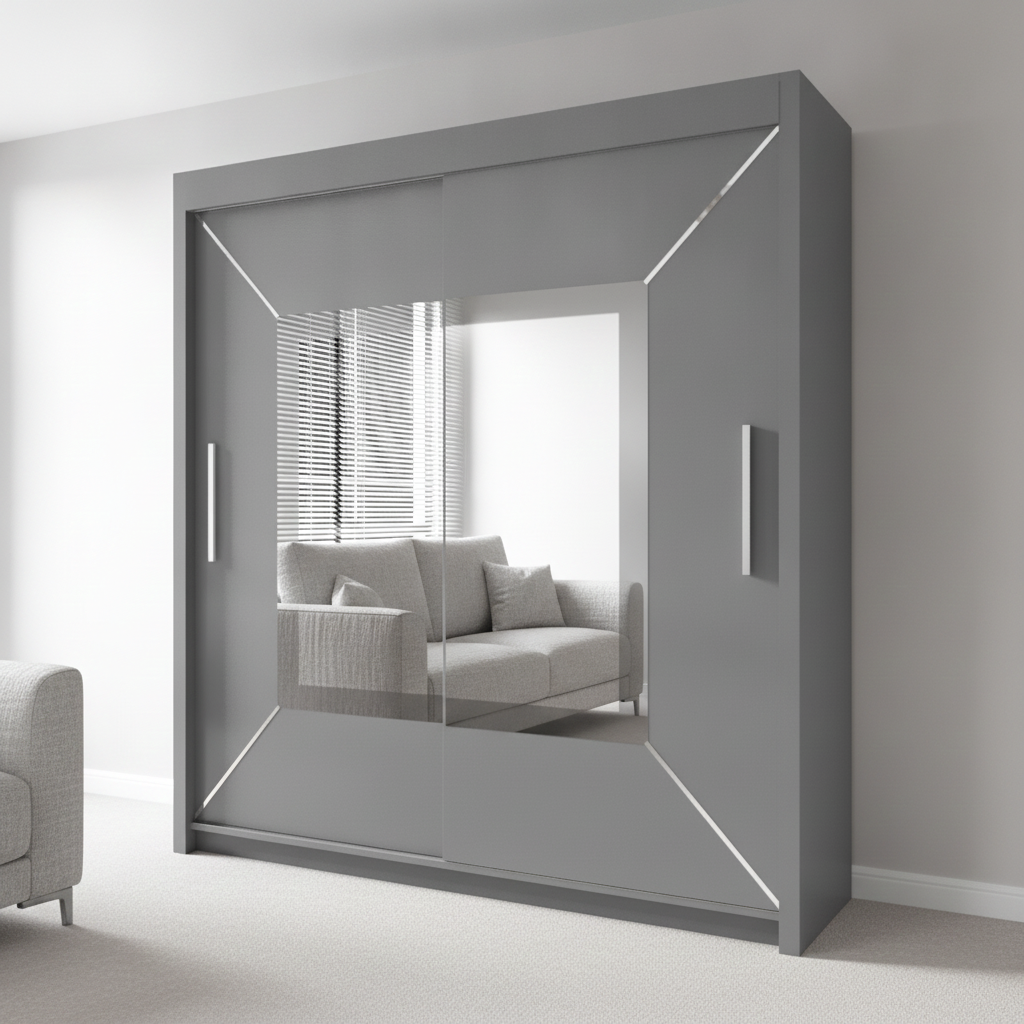 Venice Sliding Wardrobe 203cm – Luxury Closet with Mirror & Shelves