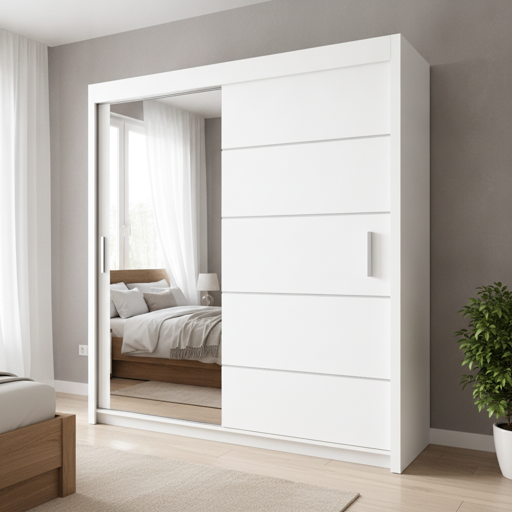Lyon Wardrobe 203cm – Large Sliding Door Cupboard for Bedroom Storage