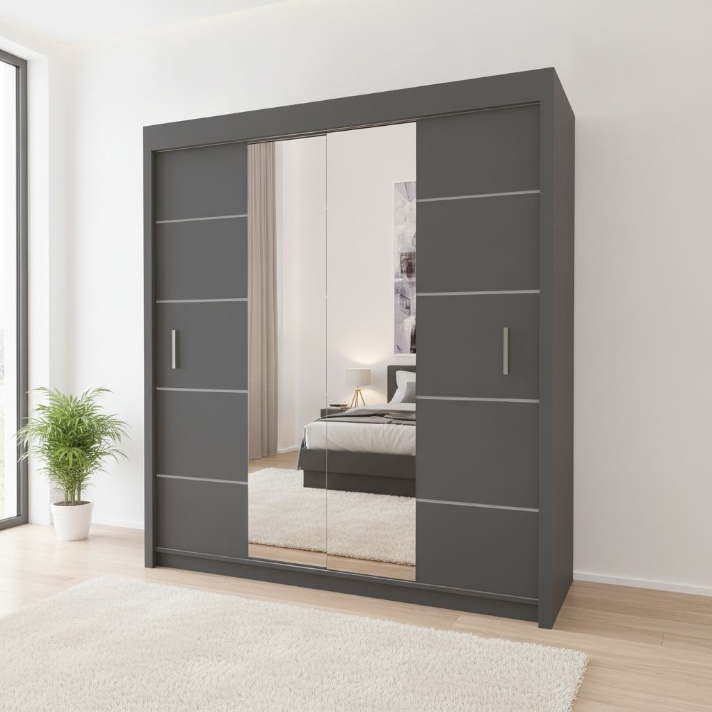 Oslo 2 Door Sliding Wardrobe 180cm – Spacious Bedroom Organizer
