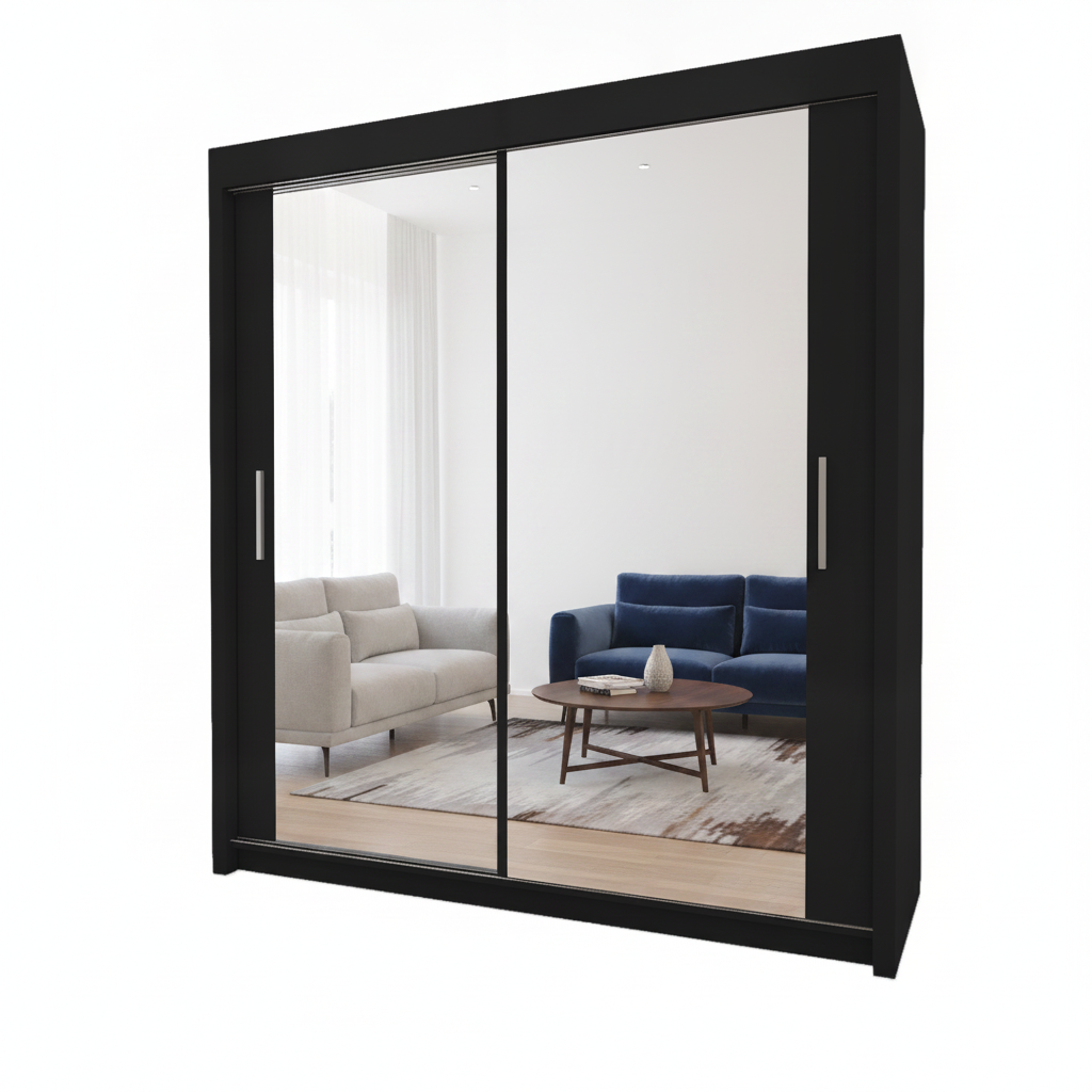 Contemporary Milan Wardrobe – 2 Door 150cm Wide Clothes Storage