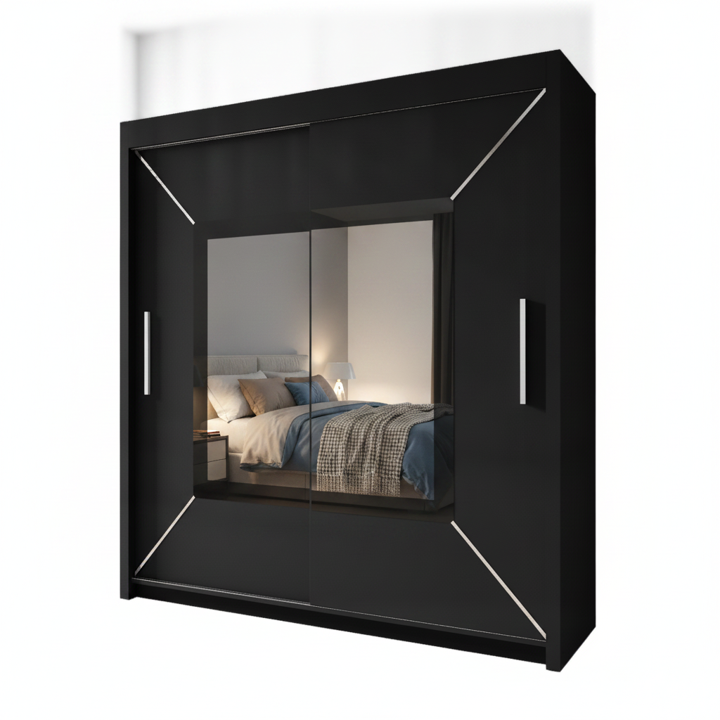 Venice Sliding Wardrobe 203cm – Luxury Closet with Mirror & Shelves